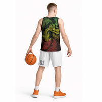 New Zealand Sea Animals with Maori Tribal Tattoo Basketball Jersey Shark Manta Ray with Silver Fern Reggae LT03 - Polynesian Pride