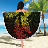 New Zealand Sea Animals with Maori Tribal Tattoo Beach Blanket Shark Manta Ray with Silver Fern Reggae LT03 - Polynesian Pride