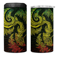 New Zealand Sea Animals with Maori Tribal Tattoo 4 in 1 Can Cooler Tumbler Shark Manta Ray with Silver Fern Reggae LT03 One Size: 16 oz Reggae - Polynesian Pride
