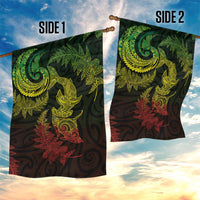 New Zealand Sea Animals with Maori Tribal Tattoo Garden Flag Shark Manta Ray with Silver Fern Reggae LT03 - Polynesian Pride