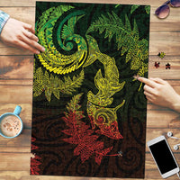 New Zealand Sea Animals with Maori Tribal Tattoo Puzzle Shark Manta Ray with Silver Fern Reggae LT03 Reggae - Polynesian Pride