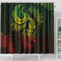 New Zealand Sea Animals with Maori Tribal Tattoo Shower Curtain Shark Manta Ray with Silver Fern Reggae LT03 - Polynesian Pride