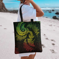 New Zealand Sea Animals with Maori Tribal Tattoo Tote Bag Shark Manta Ray with Silver Fern Reggae LT03 - Polynesian Pride