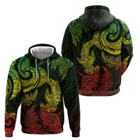 New Zealand Sea Animals with Maori Tribal Tattoo Zip Hoodie Shark Manta Ray with Silver Fern Reggae LT03 - Polynesian Pride