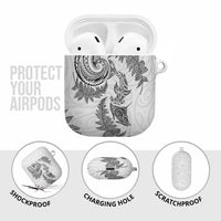 New Zealand Sea Animals with Maori Tribal Tattoo AirPods Case Shark Manta Ray with Silver Fern White LT03 - Polynesian Pride