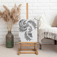 New Zealand Sea Animals with Maori Tribal Tattoo Canvas Wall Art Shark Manta Ray with Silver Fern White LT03 - Polynesian Pride
