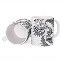 New Zealand Sea Animals with Maori Tribal Tattoo Ceramic Mug Shark Manta Ray with Silver Fern White LT03 - Polynesian Pride