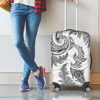New Zealand Sea Animals with Maori Tribal Tattoo Luggage Cover Shark Manta Ray with Silver Fern White LT03 - Polynesian Pride