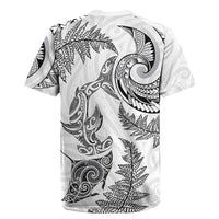 New Zealand Sea Animals with Maori Tribal Tattoo Rugby Jersey Shark Manta Ray with Silver Fern White LT03 - Polynesian Pride