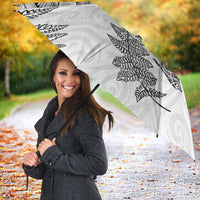 New Zealand Sea Animals with Maori Tribal Tattoo Umbrella Shark Manta Ray with Silver Fern White LT03 - Polynesian Pride