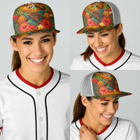 Hawaiian Turtles on Beach Baseball Net Cap with Pineapple Tropical Plant and Lei