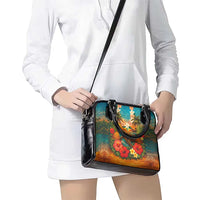 Hawaiian Turtles on Beach Shoulder Handbag with Pineapple Tropical Plant and Lei