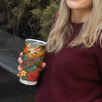 Hawaiian Turtles on Beach Tumbler Cup with Pineapple Tropical Plant and Lei