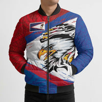 American Samoa Flag Day Bomber Puffer Jacket Polynesian Art Geometric with Flag Brush Style