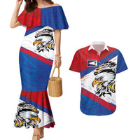 American Samoa Flag Day Couples Matching Mermaid Dress and Hawaiian Shirt Polynesian Art Geometric with Flag Brush Style LT03 Multicolor - Polynesian Pride