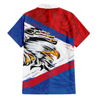 American Samoa Flag Day Family Matching Off The Shoulder Long Sleeve Dress and Hawaiian Shirt Polynesian Art Geometric with Flag Brush Style LT03 - Polynesian Pride
