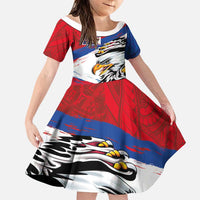 American Samoa Flag Day Family Matching Off Shoulder Maxi Dress and Hawaiian Shirt Polynesian Art Geometric with Flag Brush Style LT03 Daughter's Dress Multicolor - Polynesian Pride