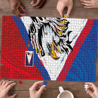 American Samoa Flag Day Puzzle Polynesian Art Geometric with Flag Brush Style