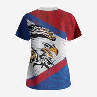 American Samoa Flag Day Scrub Top Polynesian Art Geometric with Flag Brush Style LT03 - Polynesian Pride