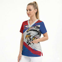 American Samoa Flag Day Scrub Top Polynesian Art Geometric with Flag Brush Style LT03 - Polynesian Pride