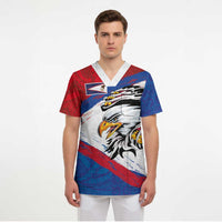 American Samoa Flag Day Scrub Top Polynesian Art Geometric with Flag Brush Style LT03 - Polynesian Pride