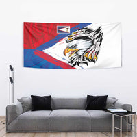 American Samoa Flag Day Tapestry Polynesian Art Geometric with Flag Brush Style