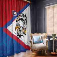 American Samoa Flag Day Window Curtain Polynesian Art Geometric with Flag Brush Style LT03 - Polynesian Pride