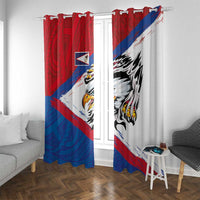 American Samoa Flag Day Window Curtain Polynesian Art Geometric with Flag Brush Style LT03 With Grommets Multicolor - Polynesian Pride