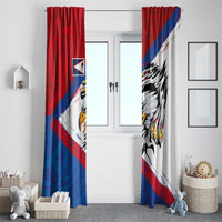 American Samoa Flag Day Window Curtain Polynesian Art Geometric with Flag Brush Style LT03 - Polynesian Pride
