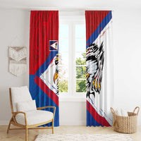 American Samoa Flag Day Window Curtain Polynesian Art Geometric with Flag Brush Style LT03 - Polynesian Pride
