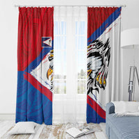 American Samoa Flag Day Window Curtain Polynesian Art Geometric with Flag Brush Style LT03 - Polynesian Pride