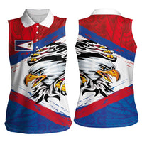 American Samoa Flag Day Women Sleeveless Polo Shirt Polynesian Art Geometric with Flag Brush Style LT03 - Polynesian Pride