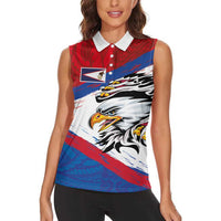 American Samoa Flag Day Women Sleeveless Polo Shirt Polynesian Art Geometric with Flag Brush Style LT03 - Polynesian Pride