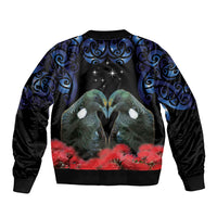 New Zealand Maori Matariki Bomber Jacket Hongi Tui Bird Pohutukawa and Polynesia Tribal LT03 - Polynesian Pride