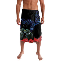 New Zealand Maori Matariki Lavalava Hongi Tui Bird Pohutukawa and Polynesia Tribal LT03 Black - Polynesian Pride