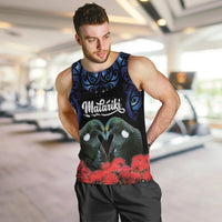 New Zealand Maori Matariki Men Tank Top Hongi Tui Bird Pohutukawa and Polynesia Tribal LT03 Black - Polynesian Pride