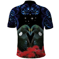 New Zealand Maori Matariki Polo Shirt Hongi Tui Bird Pohutukawa and Polynesia Tribal LT03 - Polynesian Pride