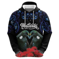 New Zealand Maori Matariki Zip Hoodie Hongi Tui Bird Pohutukawa and Polynesia Tribal LT03 - Polynesian Pride