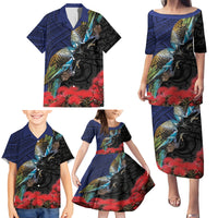 New Zealand Maori Hongi Culture Family Matching Puletasi and Hawaiian Shirt Tui Bird Pohutukawa and Polynesian Pattern LT03 - Polynesian Pride