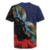 New Zealand Maori Hongi Culture Rugby Jersey Tui Bird Pohutukawa and Polynesian Pattern LT03 - Polynesian Pride
