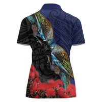 New Zealand Maori Hongi Culture Women Polo Shirt Tui Bird Pohutukawa and Polynesian Pattern LT03 - Polynesian Pride