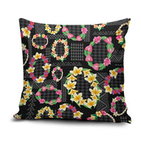 Hawaiian Kakau Tattoo Leis and Palaka Pattern Pillow Cover Traditional Aloha Tribal Black Color