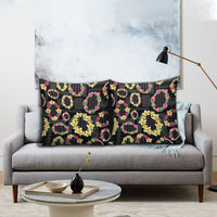 Hawaiian Kakau Tattoo Leis and Palaka Pattern Pillow Cover Traditional Aloha Tribal Black Color