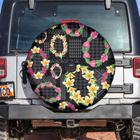 Hawaiian Kakau Tattoo Leis and Palaka Pattern Spare Tire Cover Traditional Aloha Tribal Black Color LT03 Black - Polynesian Pride