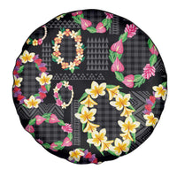 Hawaiian Kakau Tattoo Leis and Palaka Pattern Spare Tire Cover Traditional Aloha Tribal Black Color LT03 - Polynesian Pride