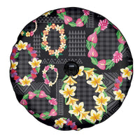 Hawaiian Kakau Tattoo Leis and Palaka Pattern Spare Tire Cover Traditional Aloha Tribal Black Color LT03 - Polynesian Pride