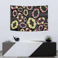 Hawaiian Kakau Tattoo Leis and Palaka Pattern Tapestry Traditional Aloha Tribal Black Color