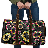 Hawaiian Kakau Tattoo Leis and Palaka Pattern Travel Bag Traditional Aloha Tribal Black Color LT03 Black - Polynesian Pride