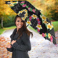 Hawaiian Kakau Tattoo Leis and Palaka Pattern Umbrella Traditional Aloha Tribal Black Color