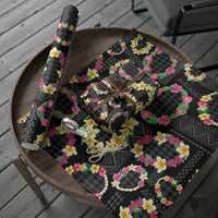 Hawaiian Kakau Tattoo Leis and Palaka Pattern Wrapping Paper Traditional Aloha Tribal Black Color